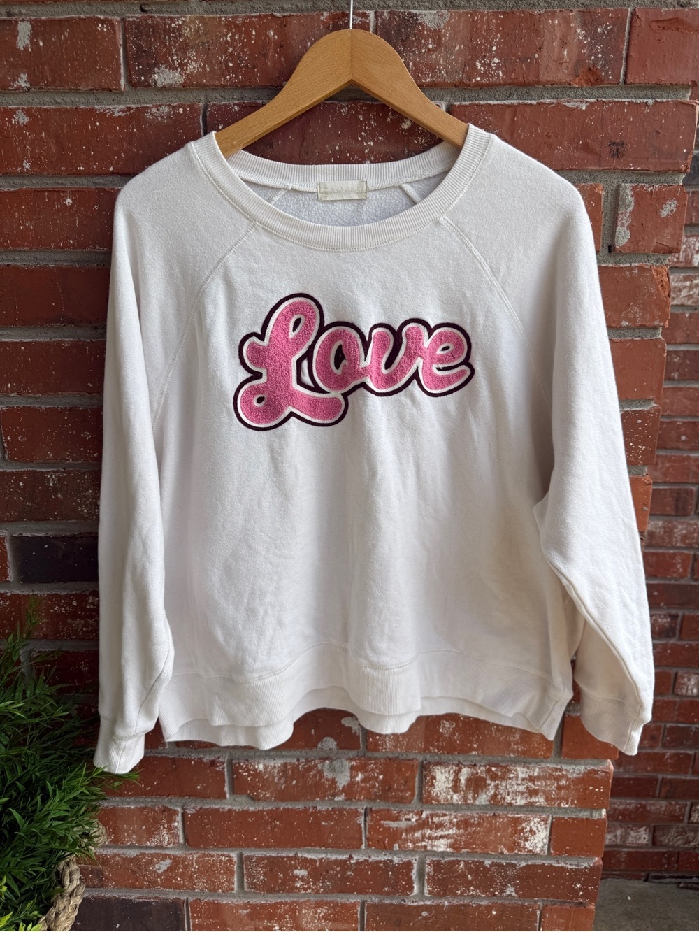 Altar'd State Cream Sweatshirt with Pink “Love”